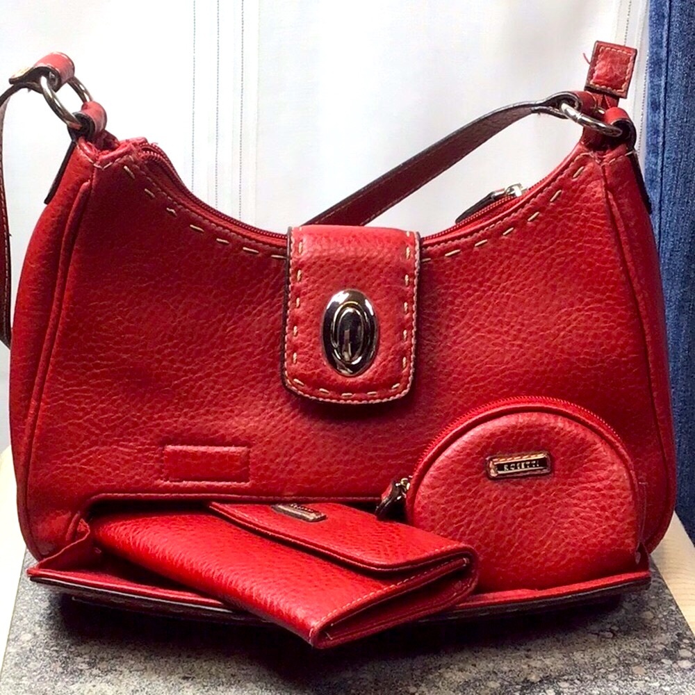 ๐น ROSETTI Red Pebble Faux Leather Secret Compartment with Wallet and Coin Purse - Picture 16 of 16